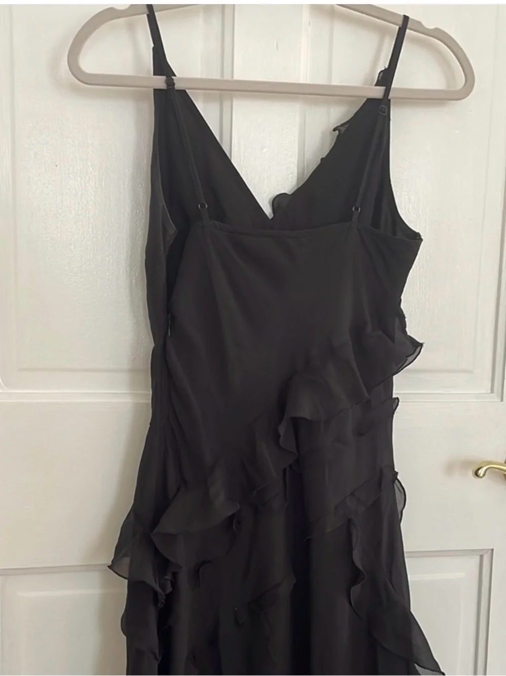 Abercrombie & Fitch Black Ruffle Slip Maxi Dress